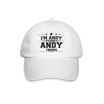 Ich bin Andy, der Andy-Dinge macht - Baseballkappe - Weiß/Weiß - Vorne