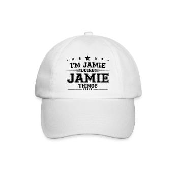 Ich bin Jamie, der Jamie-Sachen macht - Baseballkappe - Weiß/Weiß - Vorne