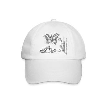 Metamorphose Raupe Puppe Schmetterling - Baseballkappe - Weiß/Weiß - Vorne