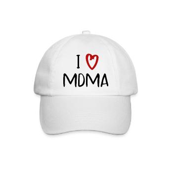 i love mdma Drogen Spruch Schrift - Baseballkappe - Weiß/Weiß - Vorne