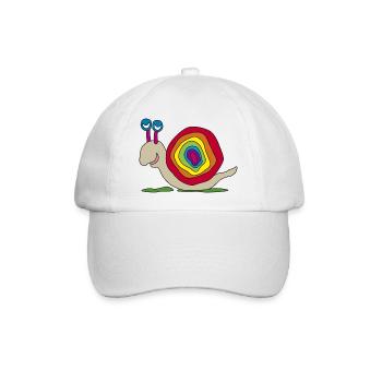 bunte Schnecke Stielaugen Kinderzeichnung Graffiti - Baseballkappe - Weiß/Weiß - Vorne