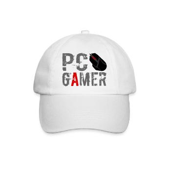 PC Gamer Maus Gaming Zocken - Baseballkappe - Weiß/Weiß - Vorne