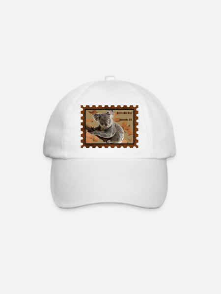 Koala Briefmarke - Baseballkappe - Weiß/Weiß
