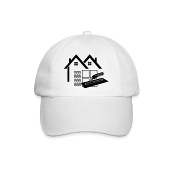 Fliesenleger-Logo-Haus mit Leimkamm und Fliesen - Baseballkappe - Weiß/Weiß - Vorne