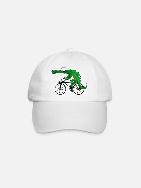Krokodil mit Fahrrad - Baseballkappe - Weiß/Weiß