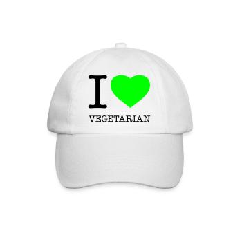 I LOVE VEGETARIAN Vegetarisch Vegetarier - Baseballkappe - Weiß/Weiß - Vorne