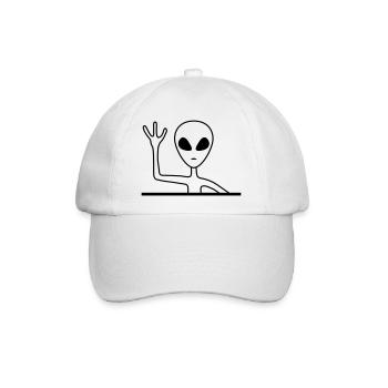 Freundliches Graues Männchen Alien - Baseballkappe - Weiß/Weiß - Vorne