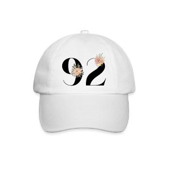 Blumen zum 92. Jahrestag (Geschenk von 92 Jahren) - Baseballkappe - Weiß/Weiß - Vorne