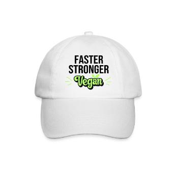 Schneller Stärker Vegan - Baseballkappe - Weiß/Weiß - Vorne