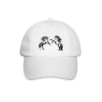 Pferde Zeichnung - Baseballkappe - Weiß/Weiß - Vorne