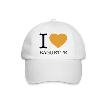 I LOVE BAGUETTE Frankreich - Baseballkappe - Weiß/Weiß - Vorne