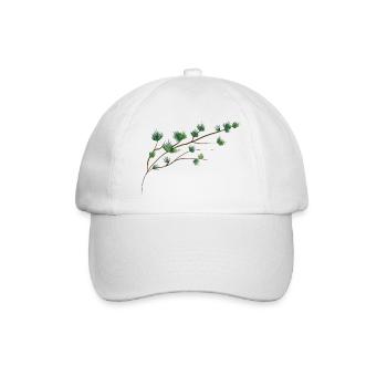 zart filigran gezeichneter Lärchenzweig - Baseballkappe - Weiß/Weiß - Vorne