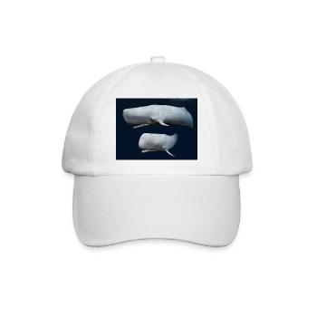 Zwei Pottwale, Wal, Walfisch - Baseballkappe - Weiß/Weiß - Vorne