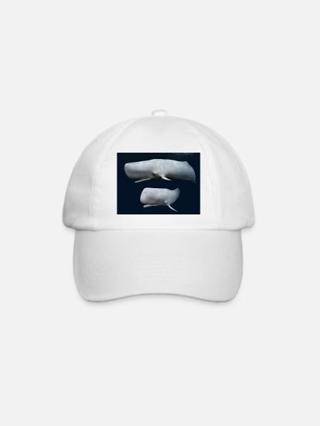 Zwei Pottwale, Wal, Walfisch - Baseballkappe - Weiß/Weiß