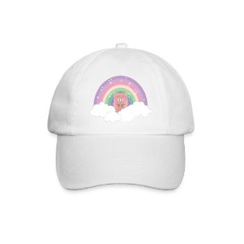 Regenbogen Schwein Pastell Farben Wolken Geschenk - Baseballkappe - Weiß/Weiß - Vorne