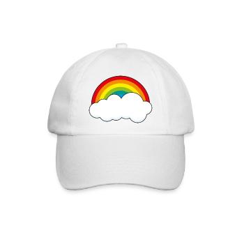 Regenbogen mit Wolke - Baseballkappe - Weiß/Weiß - Vorne