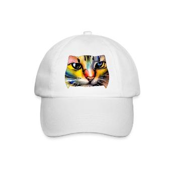 Katzengesicht 7 - Baseballkappe - Weiß/Weiß - Vorne