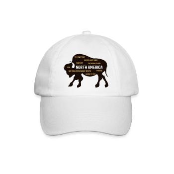 Bison, der nordamerikanischer Büffel - Baseballkappe - Weiß/Weiß - Vorne