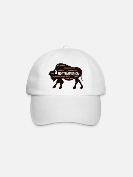 Bison, der nordamerikanischer Büffel - Baseballkappe - Weiß/Weiß