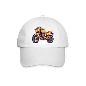 16-Bit retro Motorrad im vintage Pixellook - Baseballkappe - Weiß/Weiß - Vorne