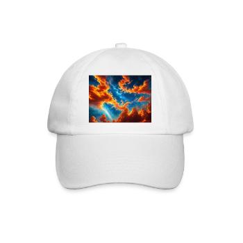 Blauer roter Himmel mit einer kreaturgenerierten KI - Baseballkappe - Weiß/Weiß - Vorne