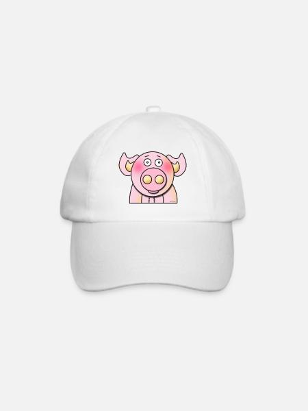 Schweinchen - Baseballkappe - Weiß/Weiß