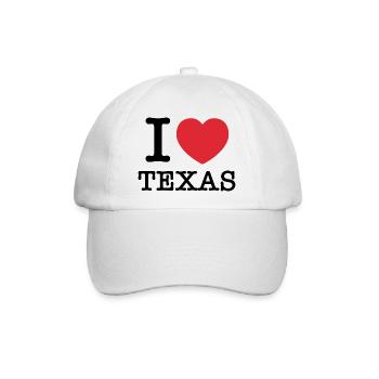 Ich liebe Texas | I Herz Texas | Texas - Baseballkappe - Weiß/Weiß - Vorne