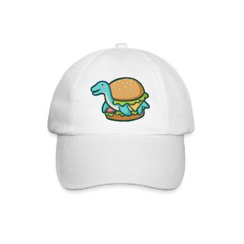 hugadino Dino Burger, süßer Dinosaurier - Baseballkappe - Weiß/Weiß - Vorne
