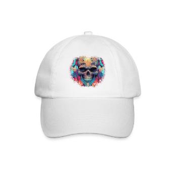 Cyberpunk Skull // TechSkull Matrix - Baseballkappe - Weiß/Weiß - Vorne