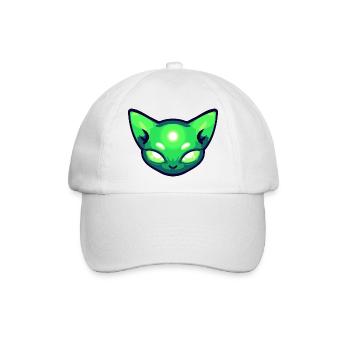 Alien Katze Katzenkopf Grün - Baseballkappe - Weiß/Weiß - Vorne