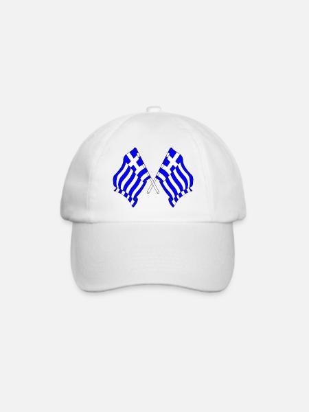 Zwei Flaggen Griechenlands - Baseballkappe - Weiß/Weiß