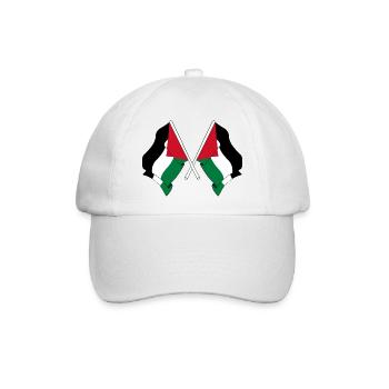 Zwei palästinensische Flaggen gekreuzt - Baseballkappe - Weiß/Weiß - Vorne