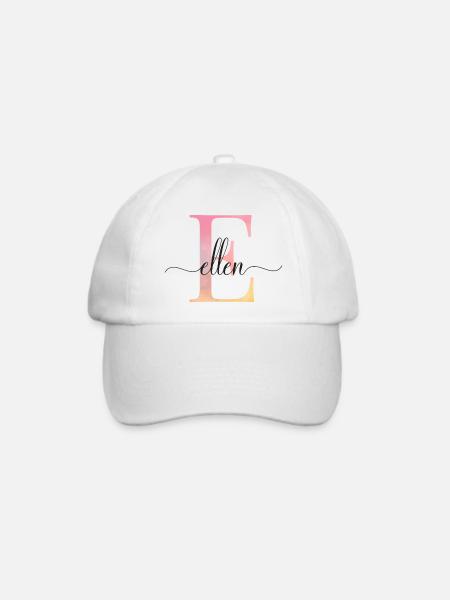 E| Monogramm | Name | Ellen |Watercolor - Baseballkappe - Weiß/Weiß