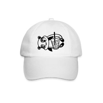 Panda legt sich mit einem Bubble Tea hin - Baseballkappe - Weiß/Weiß - Vorne