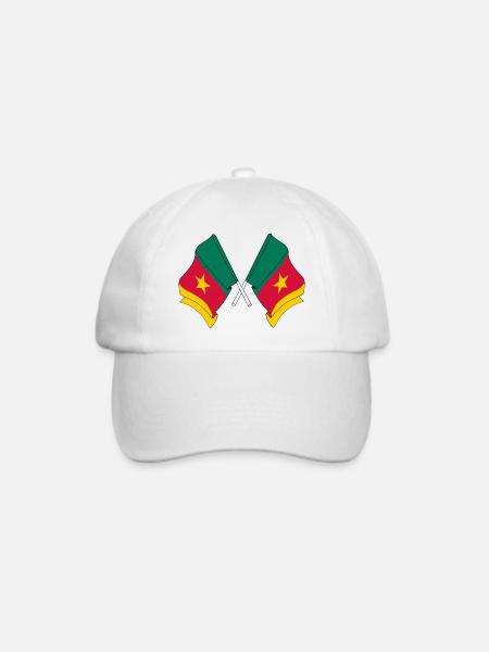 Zwei Flaggen Kamerun - Baseballkappe - Weiß/Weiß