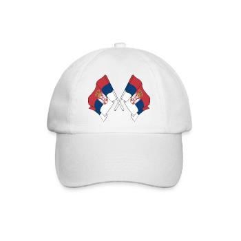 Zwei Flaggen, die Serbien gekreuzt hat - Baseballkappe - Weiß/Weiß - Vorne