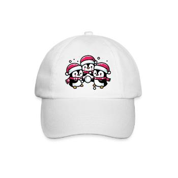 Entzückende Pinguin-Weihnachtsmütze Winter-Schneeballschlacht - Baseballkappe - Weiß/Weiß - Vorne