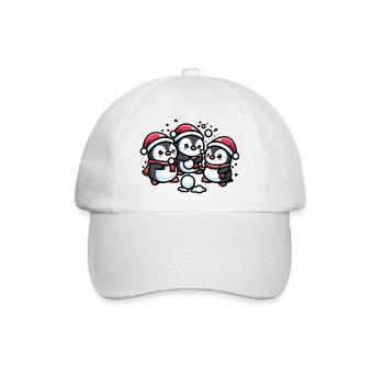 Entzückende niedliche Pinguin-Weihnachtsmannmütze Winter Schneeball fi - Baseballkappe - Weiß/Weiß - Vorne