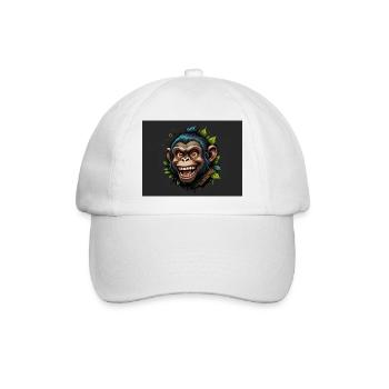 Affe - Baseballkappe - Weiß/Weiß - Vorne