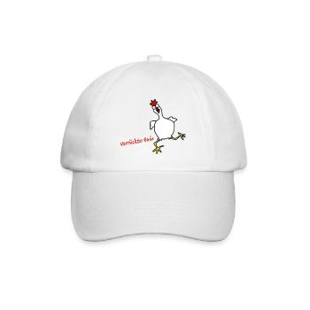 Verrücktes Huhn - Baseballkappe - Weiß/Weiß - Vorne