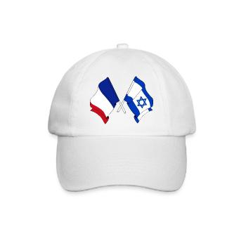 Flagge von Frankreich und Flagge Israel - Baseballkappe - Weiß/Weiß - Vorne