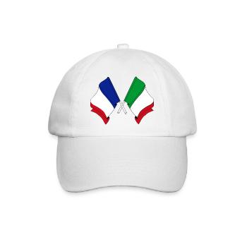 Flagge von Frankreich und Flagge Italien - Baseballkappe - Weiß/Weiß - Vorne