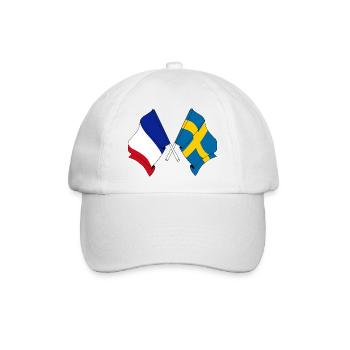 Flagge von Frankreich und Flagge Schweden - Baseballkappe - Weiß/Weiß - Vorne
