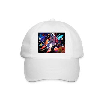Astronaut und Weltraum - Baseballkappe - Weiß/Weiß - Vorne