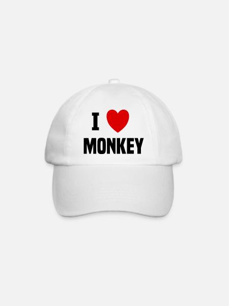 Ich liebe Monkey - Baseballkappe - Weiß/Weiß