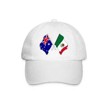 Flagge Australiens und Mexikos Flagge gekreuzt - Baseballkappe - Weiß/Weiß - Vorne