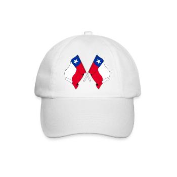 Zwei gekreuzte Flaggen Chiles - Baseballkappe - Weiß/Weiß - Vorne