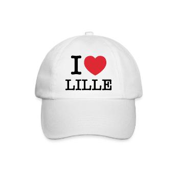 Ich liebe Lille | Lille | I Herz Lille | Frankreich - Baseballkappe - Weiß/Weiß - Vorne