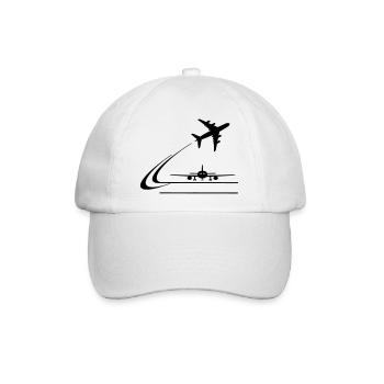 Vorderansicht Flugzeug und wegfliegendes Flugzeug - Baseballkappe - Weiß/Weiß - Vorne