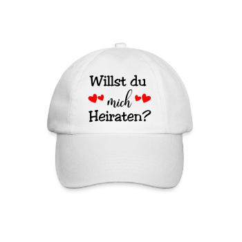 Willst du mich Heiraten - Baseballkappe - Weiß/Weiß - Vorne